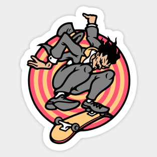 Retro Skateboarding Man in a Suit Sticker